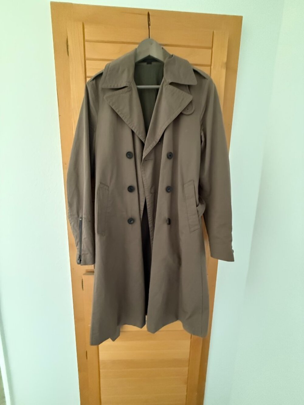 AllSaints Women's Mies Mac Olive Double Breasted Trench Coat Belted